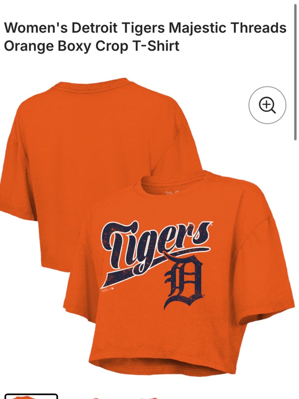 Detroit Tigers Womens boxy crop tee size medium